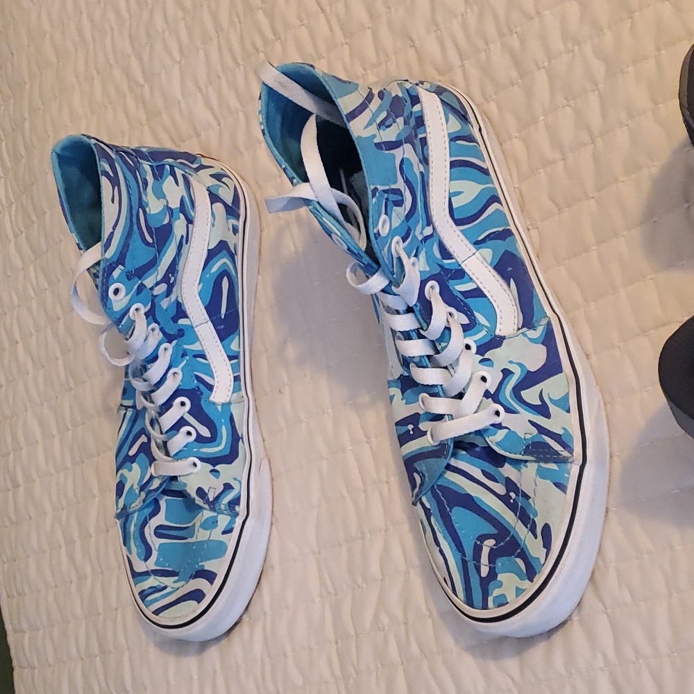 Vans SK8 HI Bright Vibrations Blue White men's size 11